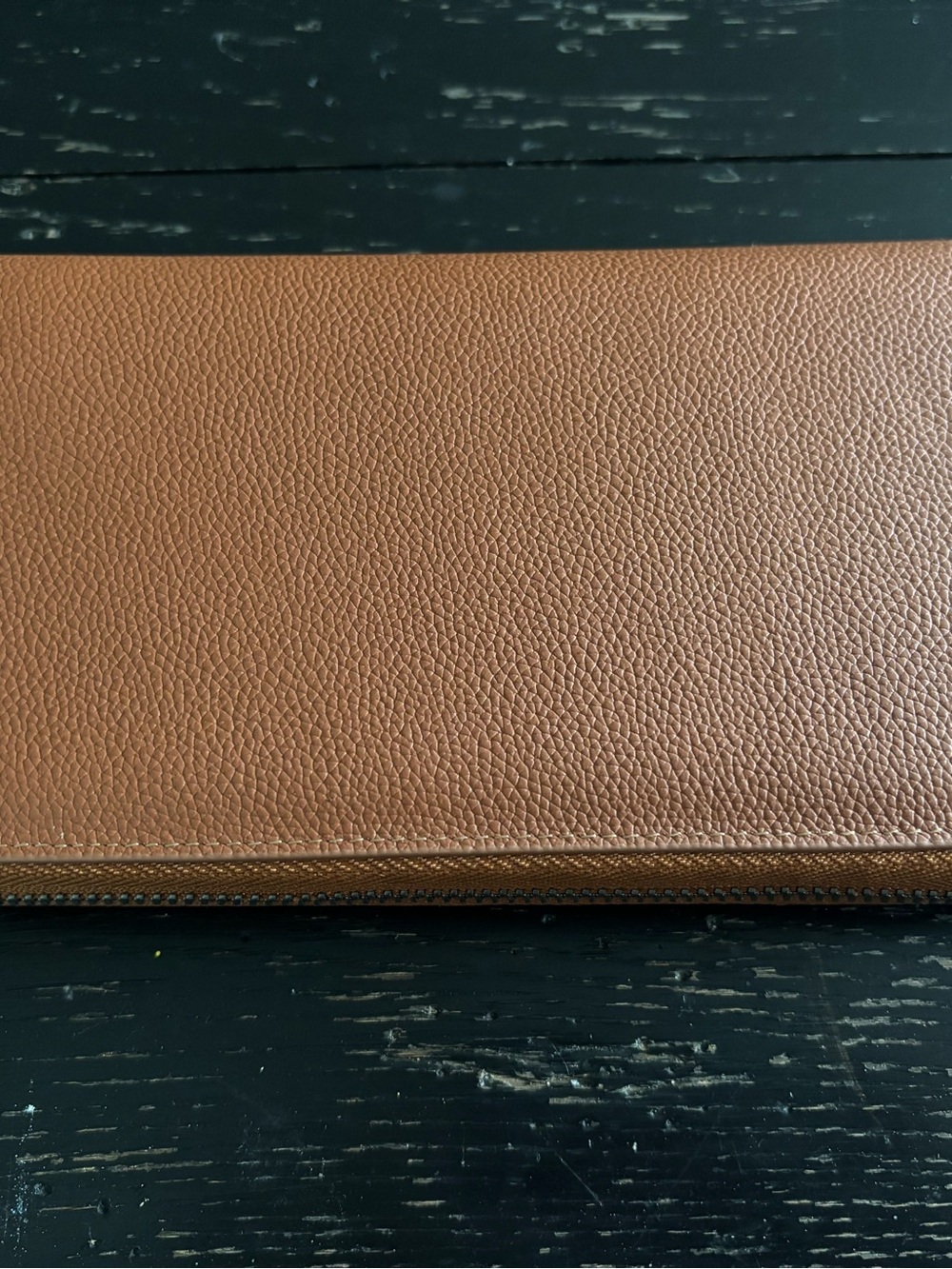 Leather Zip Clutch Wristlet